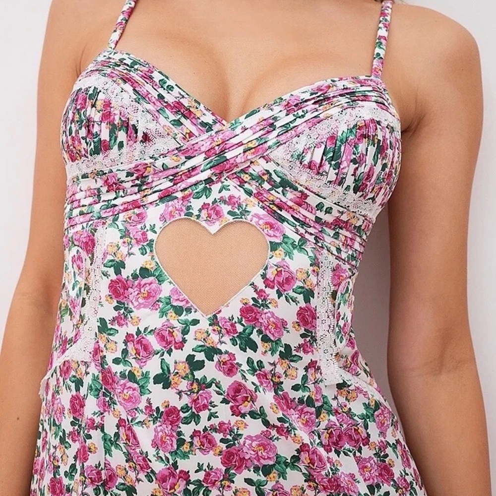 Retired For Love And Lemons Heart Bloom Slip Dress Multi-Color Floral XS NEW